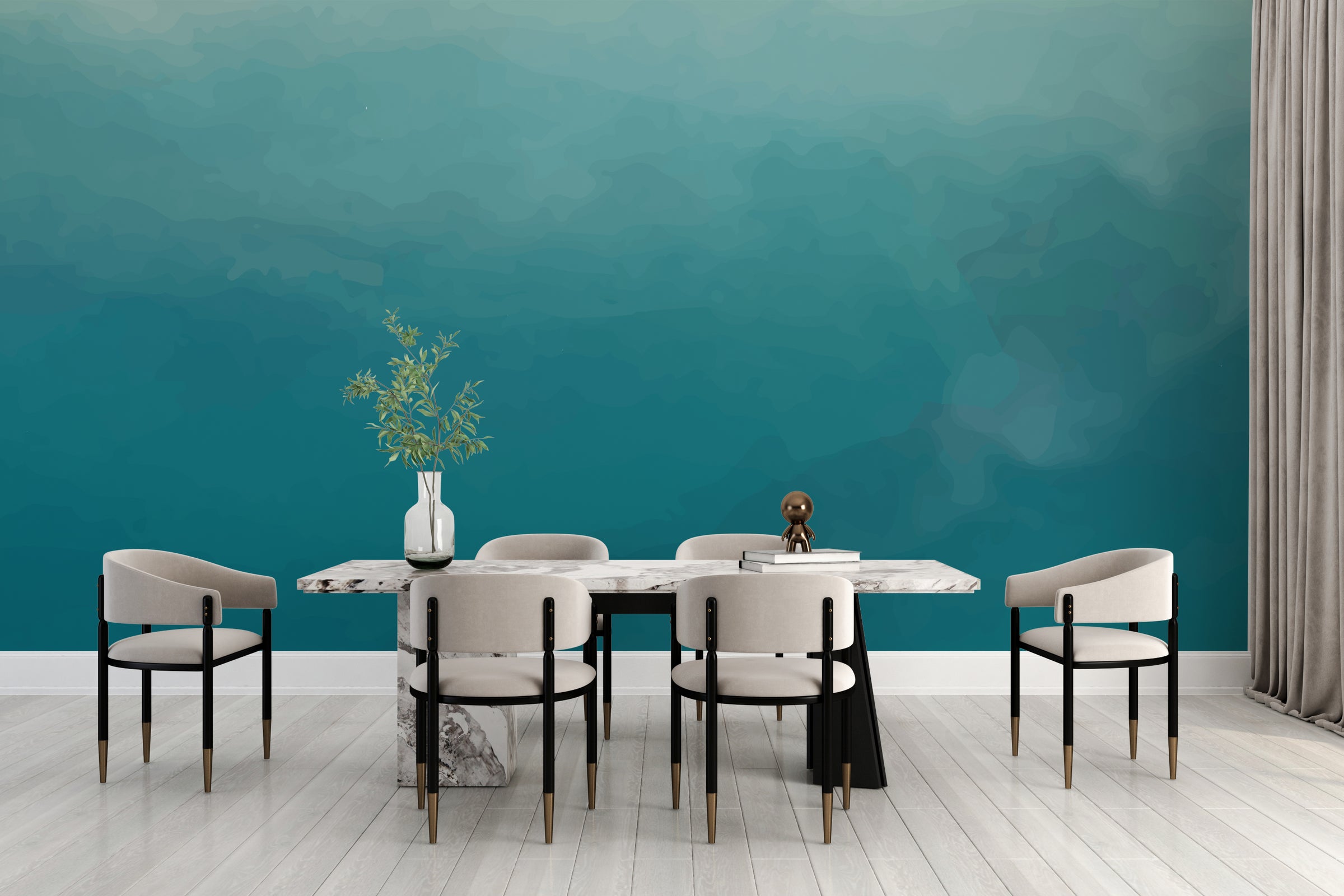 Dining area highlight using soft ombre tones delivering elegant contemporary interior styling