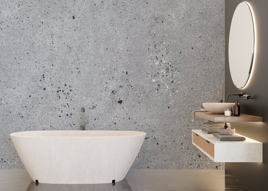 Modern Gray Concrete Texture Wallpaper Luxury Bathroom Walls Peel and Stick