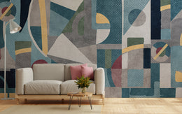 Geometric Wall Art Wallpaper | Blue And Yellow Removable Accent Decor