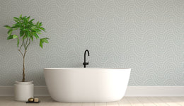 Curved Line Wave Pattern Wallpaper | Light Grey Peel and Stick