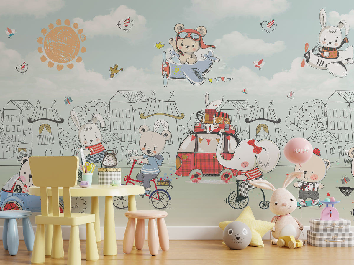 Charming Teddy Kids Room Wallpaper Mural