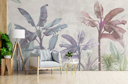 Soft Color Tropical Leaf Design Wallpaper image 4