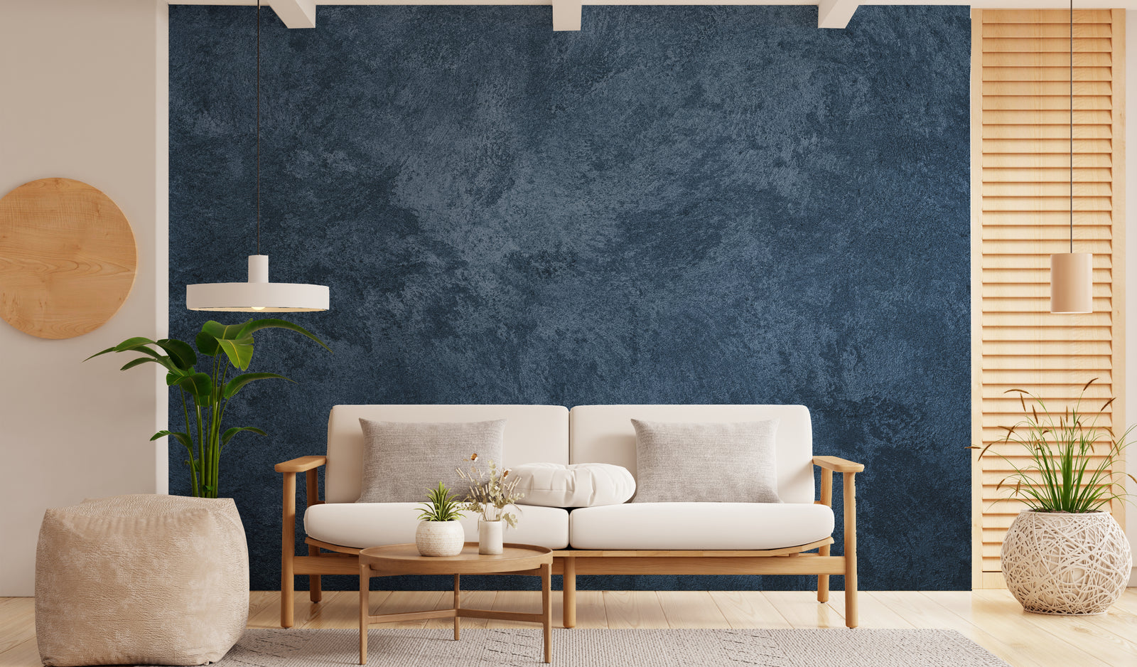 Concrete Urban Blue Office Peel and Stick Wallpaper