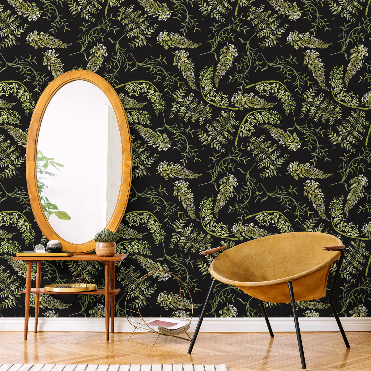 Fern Leaf Wallpaper Dark Green Botanical Peel and Stick Wall Decor