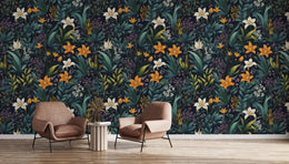 Tropical floral design with green leaves creating warm and inviting guest room interiors