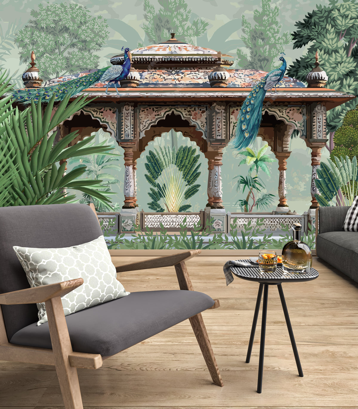 Peacock Palace Indian Wallpaper Luxury Tropical Living Room Decor Peel and Stick