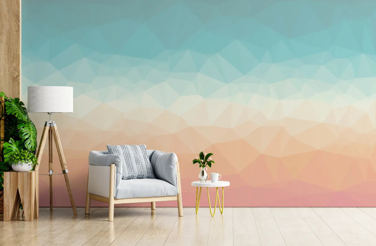 Geometric Soft Shades Ombre Wallpaper Mural image 1