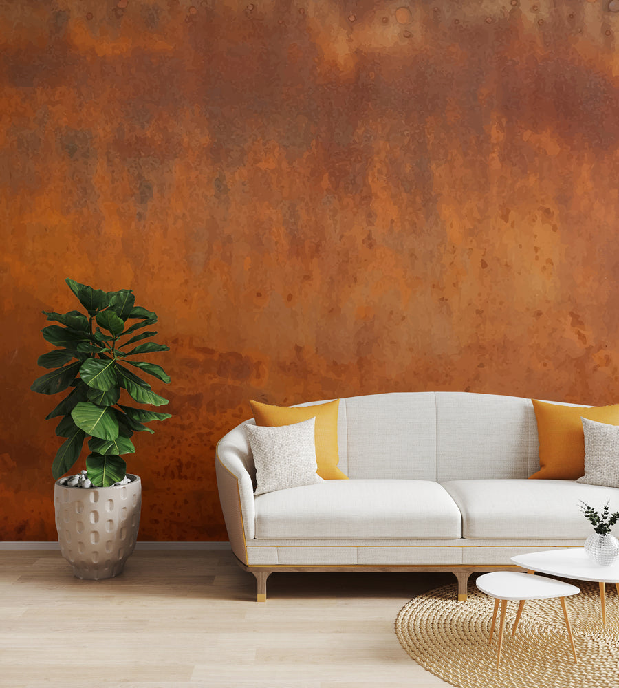 Rust Texture Metallic Peel and Stick Wallpaper Warm Industrial Living Room Accent