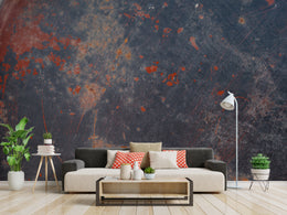 Industrial Rust Texture Wallpaper | Navy Blue And Burnt Orange | Grunge Wall Mural – Peel and Stick Removable | Loft Office Decor