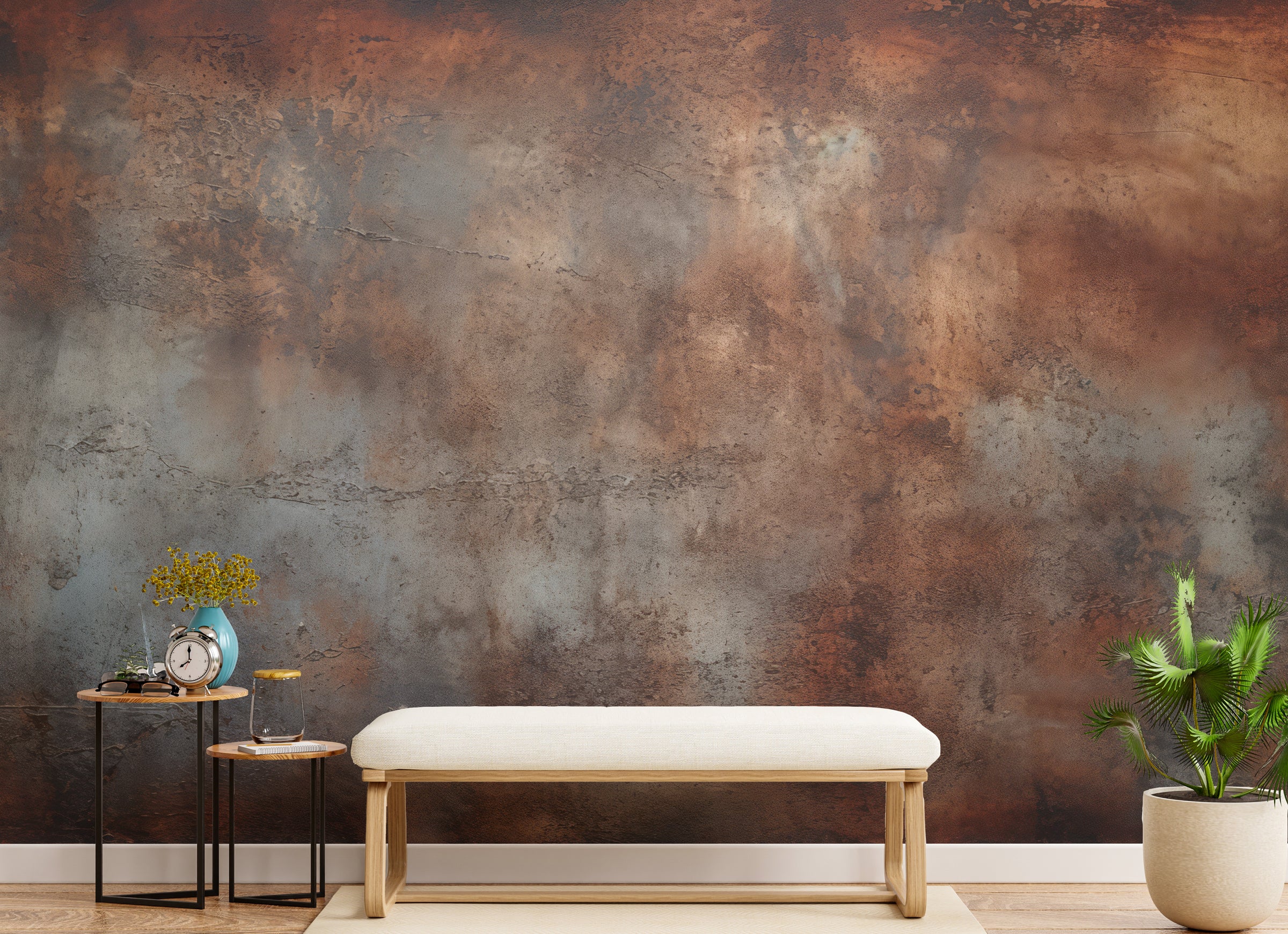 Industrial Rust Brown Gray  Wall Mural | Metal Peel And Stick Wallpaper