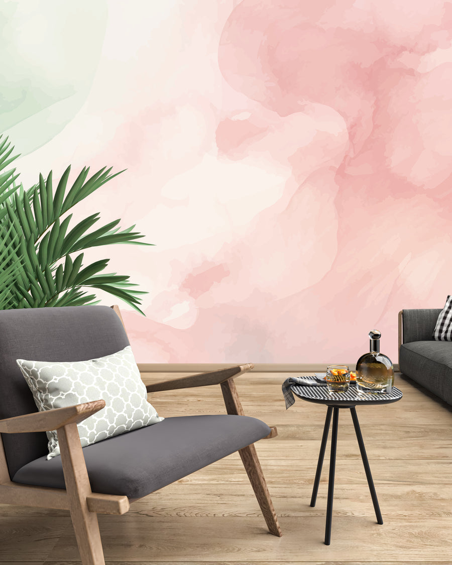 Pastel Ombre Wallpaper Pink Green Watercolor Peel and Stick Wall Mural