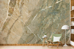 Marble Design | Beige Green Stone Texture Removable Wallpaper