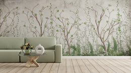 Hand Painted Chinoiserie Wallpaper | Botanical Tree Mural Removable Design