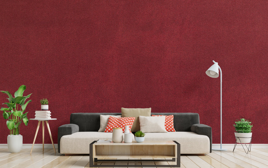 Deep Burgundy Textured Concrete Wallpaper Peel and Stick Living Room Mural