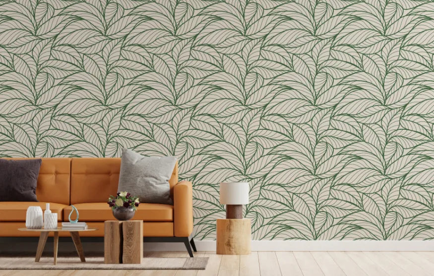Banana Leaf Line Art Wallpaper Murals