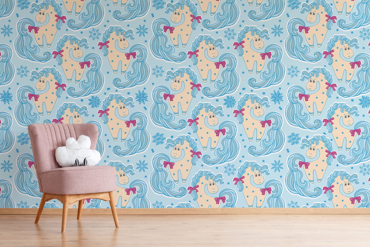Cute Unicorn Kids Wallpaper Peel and Stick Pastel Fantasy Nursery Bedroom Wall Decor