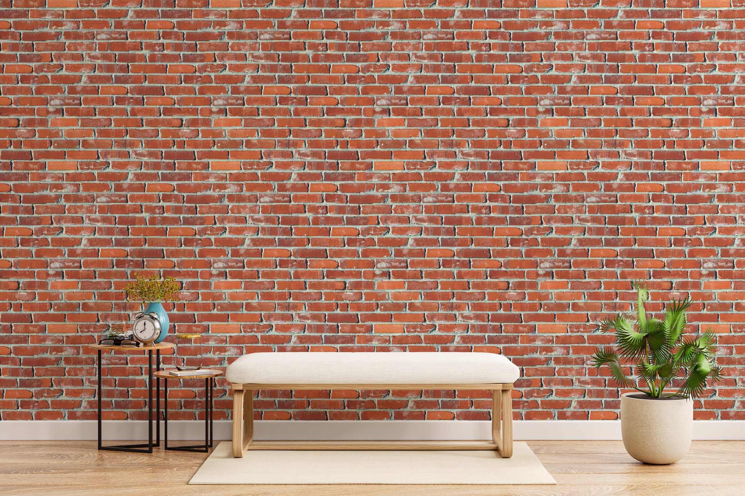 Faux Brick Design | Rustic Red Peel and Stick Farmhouse Wallpaper