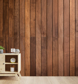 Brown Wood Panel Design | Vertical Striped Peel and Stick Wallpaper