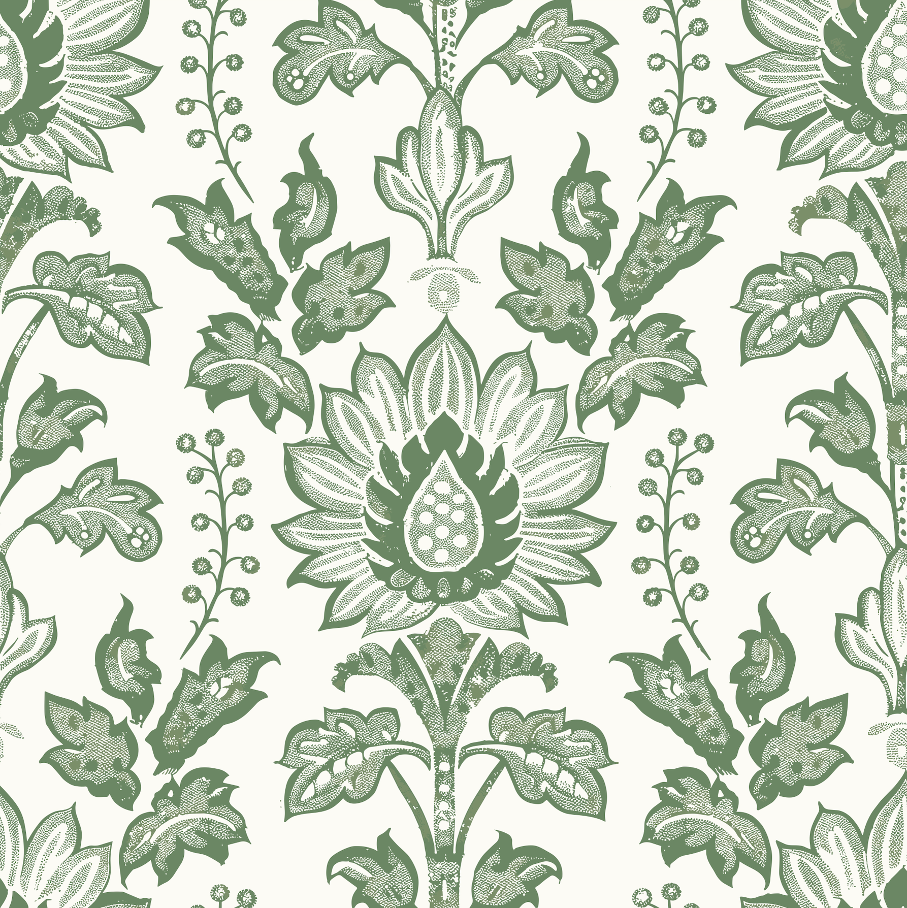 William Morris Style Floral Peel and Stick Wallpaper | Sage Green Bellflowers Wallpaper
