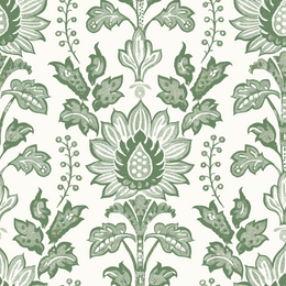 William Morris Style Floral Peel and Stick Wallpaper | Sage Green Bellflowers Wallpaper