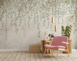 Foggy Hanging Leaves Wallpaper Murals
