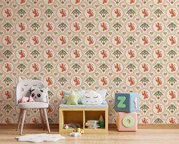 Tiger Jungle Peel and Stick Wallpaper | Terracotta And Green Safari Art | Vintage Style | Kids Room