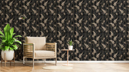 Art Deco Golden Fern Leaves Removable Wallpaper