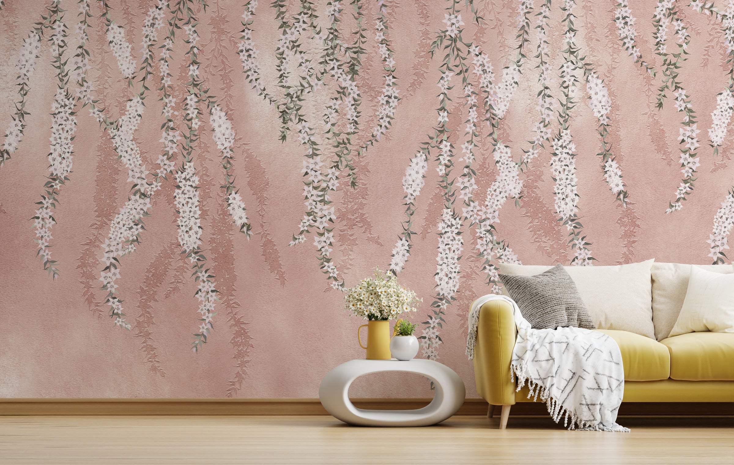Beauty of Hanging Flowers Floral Wallpaper