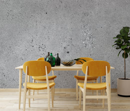 High-end gray concrete effect wallpaper for sophisticated dining room feature wall design
