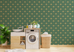 Art Deco Fan Wallpaper | Green Gold Peel And Stick Wall Decor
