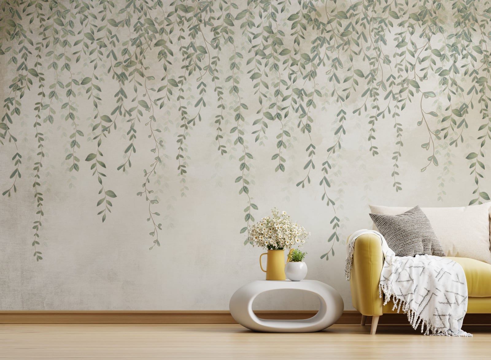 Foggy Hanging Leaves Removable Wallpaper Murals