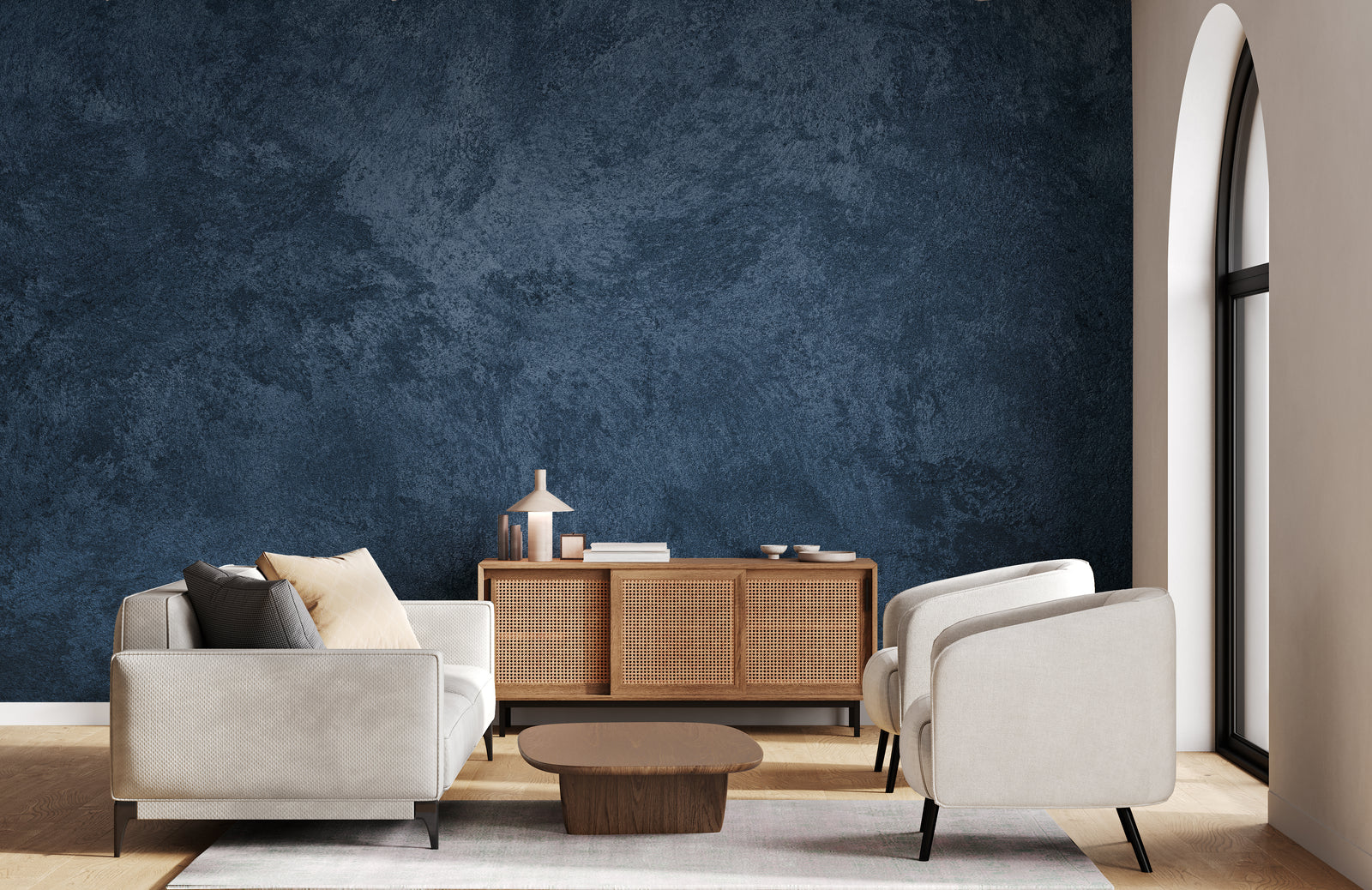 Concrete Urban Blue Office Peel and Stick Wallpaper