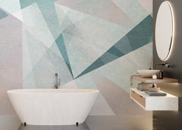 Pastel Colors Asymmetrical Modern Geometric Wallpaper