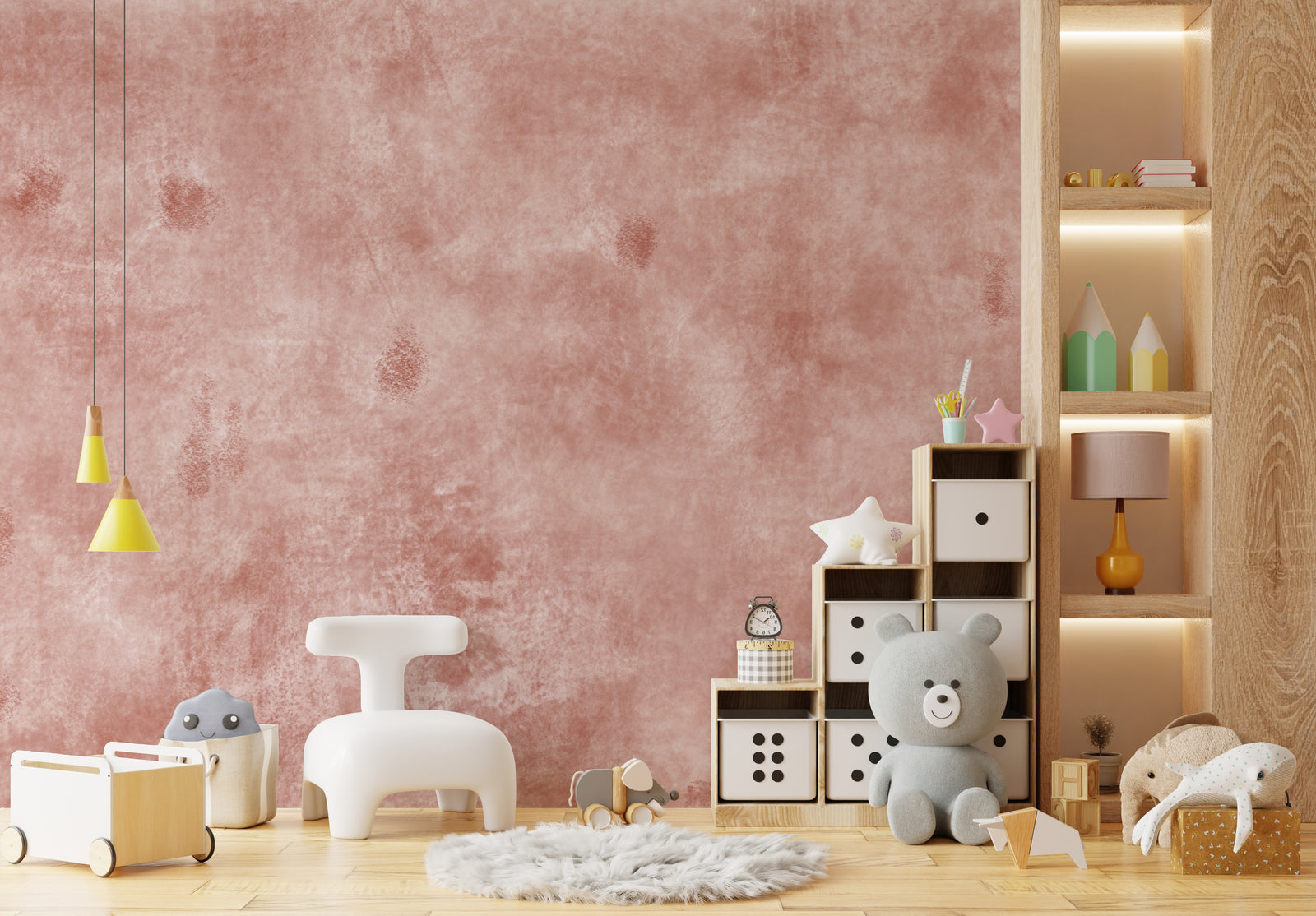 Plaster Texture Blush Pink Home Decor | Concrete Peel And Stick Wallpaper