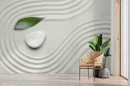 Zen White Sand Wallpaper | Stone Spa Yoga Room Removable Wall Mural