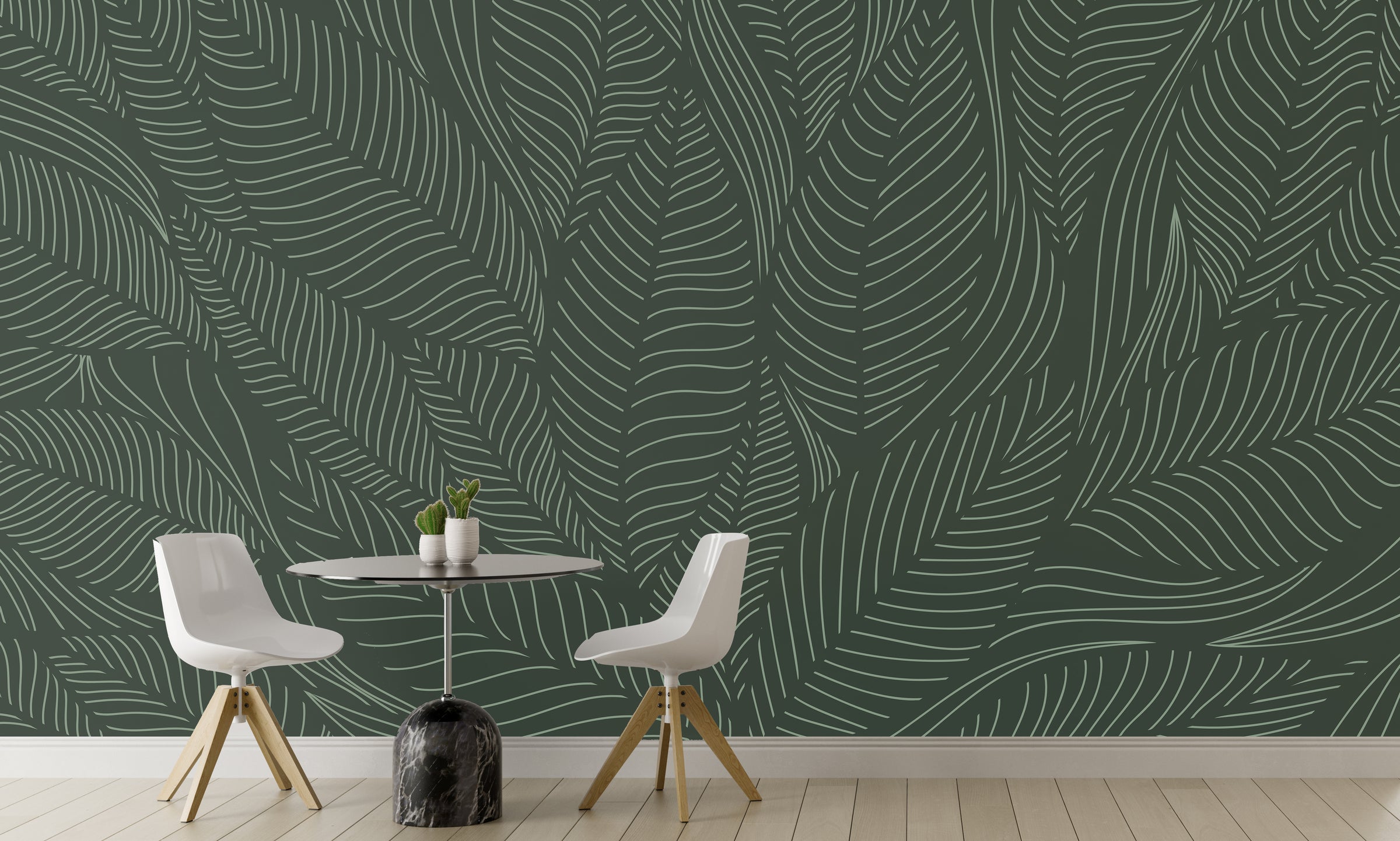Decorative tropical leaf mural for welcoming hallway interior design