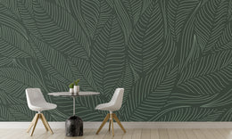 Decorative tropical leaf mural for welcoming hallway interior design