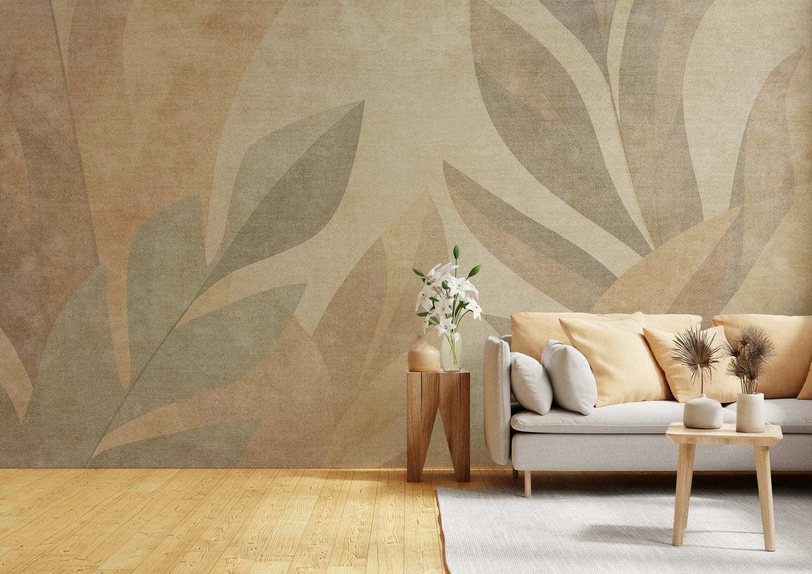 Beige And Ton Color Living Room Abstract Wallpaper