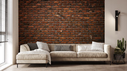 Rustic Dark Red Color Brick Wall Mural Art
