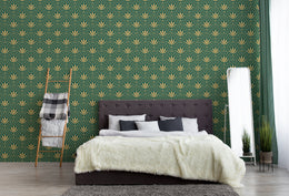 Art Deco Fan Wallpaper | Green Gold Peel And Stick Wall Decor