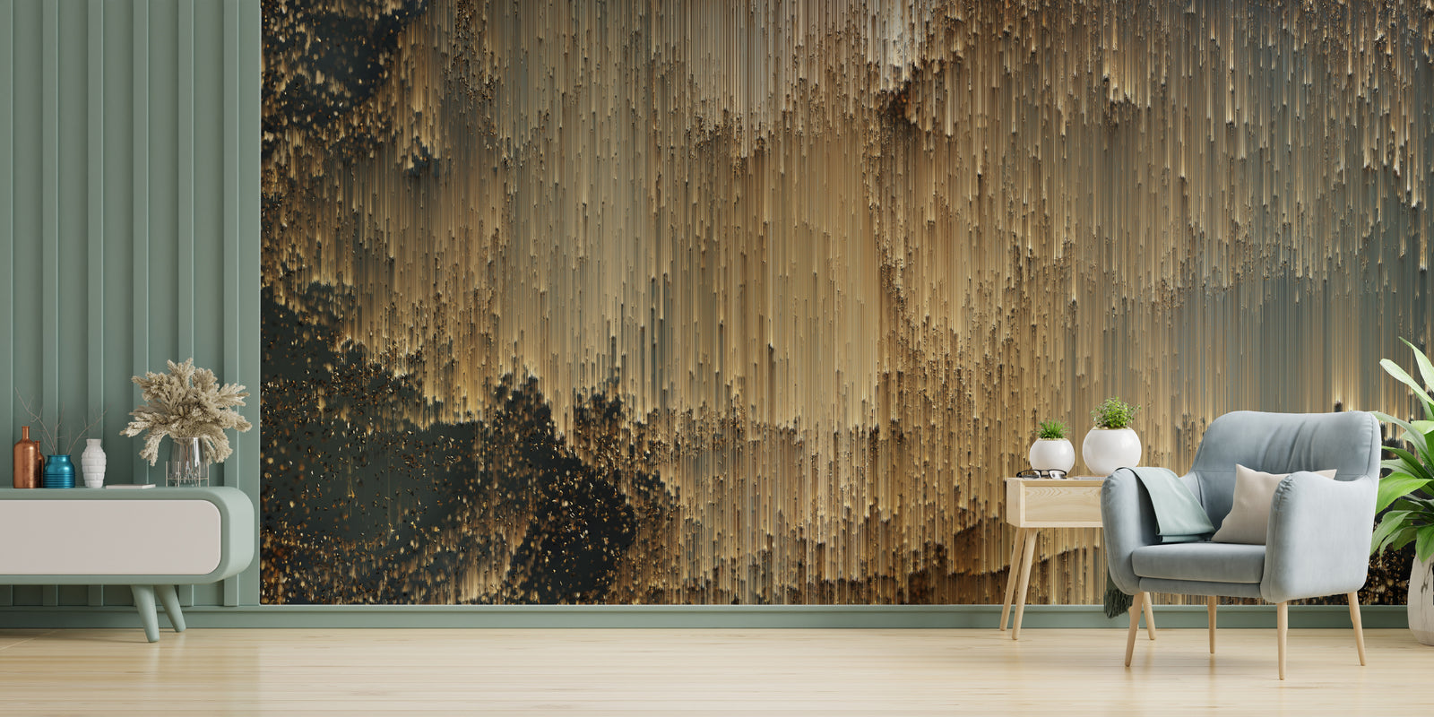 Luxurious Removable Art Deco Golden Lines Wallpaper