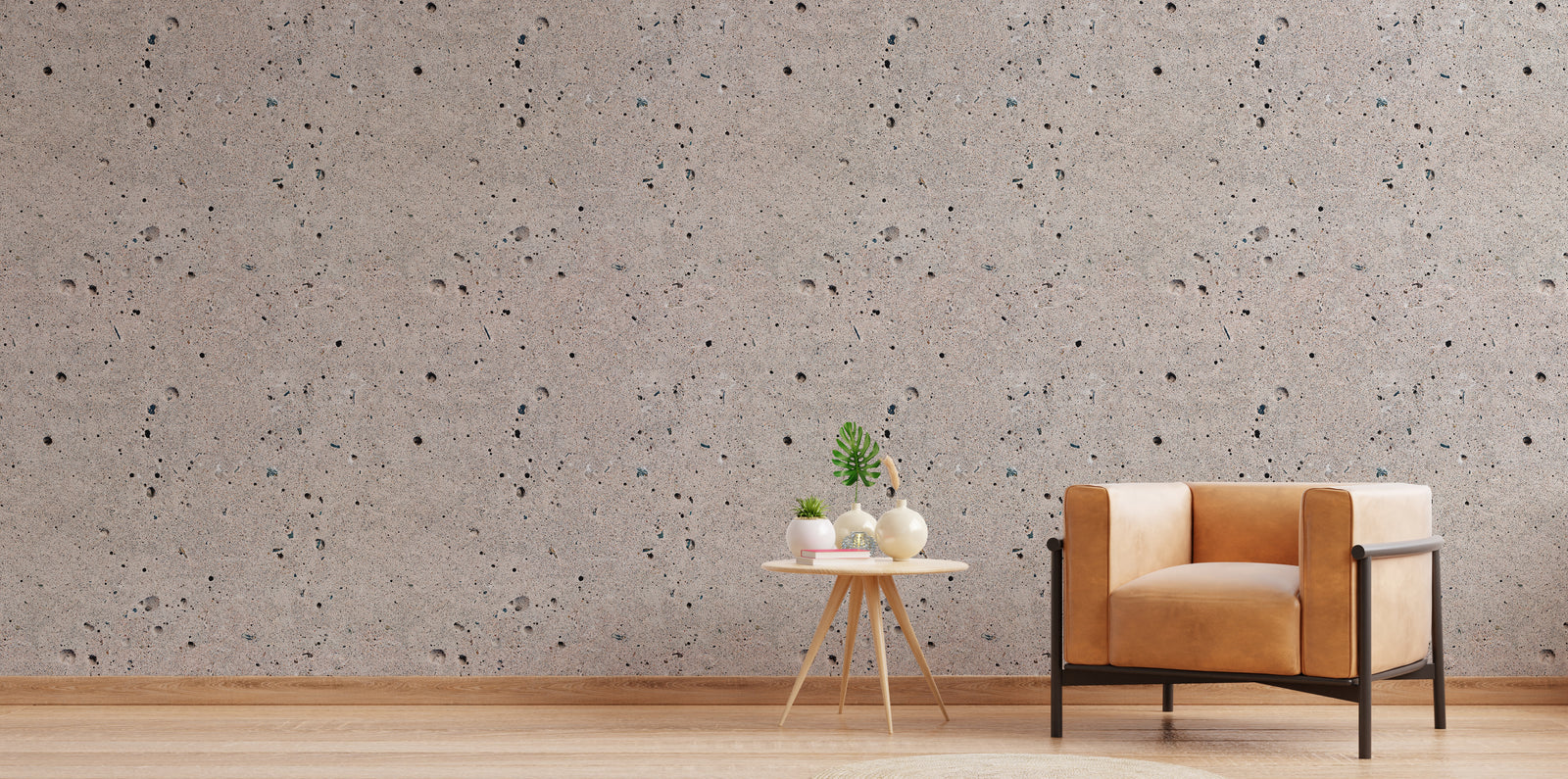 Refined concrete surface with subtle speckles enhancing cozy reading nook ambiance