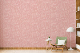 Bright home office environment displaying refined modern facial outline wallpaper enhancing productivity with subtle artistic energy.