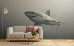 Black And White Shark Wallpaper | Ocean Removable Wall Decor