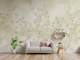 Peel and stick botanical tree design soft beige branches modern living room decor