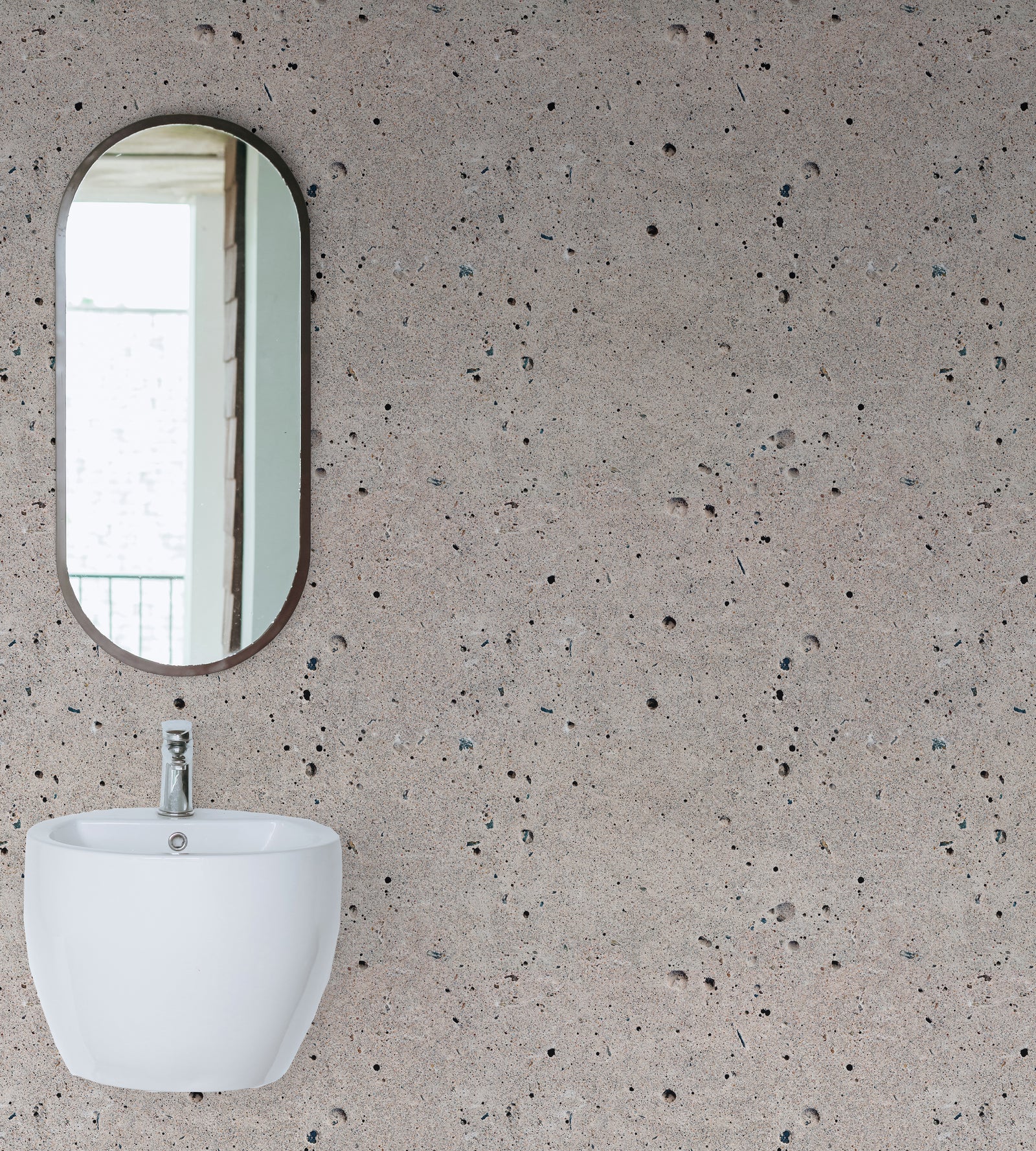 Contemporary gray concrete texture bringing edge to chic bathroom wall design