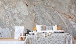 Rustic rock pattern wall covering displaying organic mineral design for modern bedroom accent