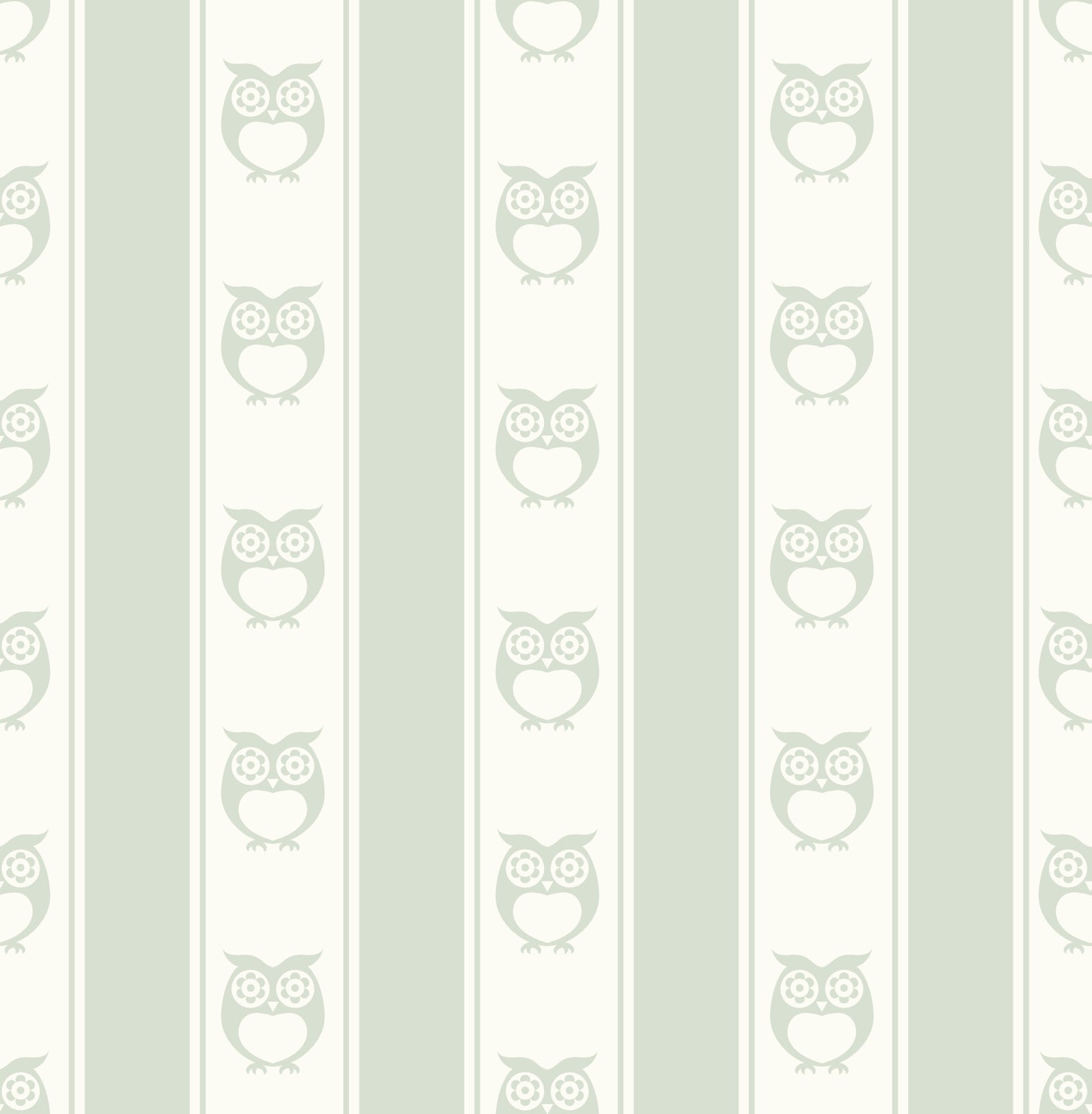 Owl Nursery Peel and Stick Wallpaper | Sage Green Forest Animals – Repeat Pattern