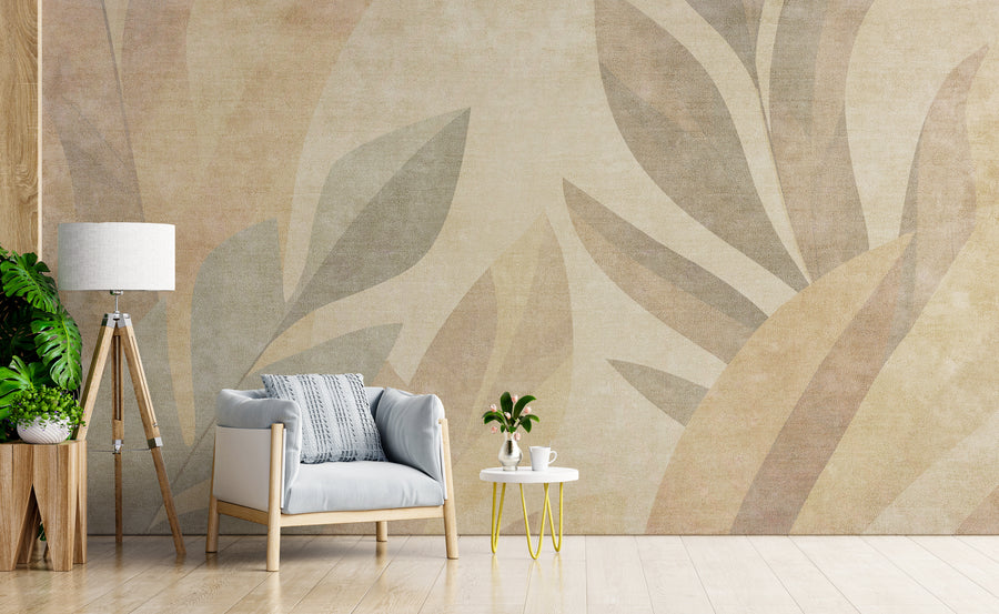 Beige And Ton Color Living Room Abstract Wallpaper