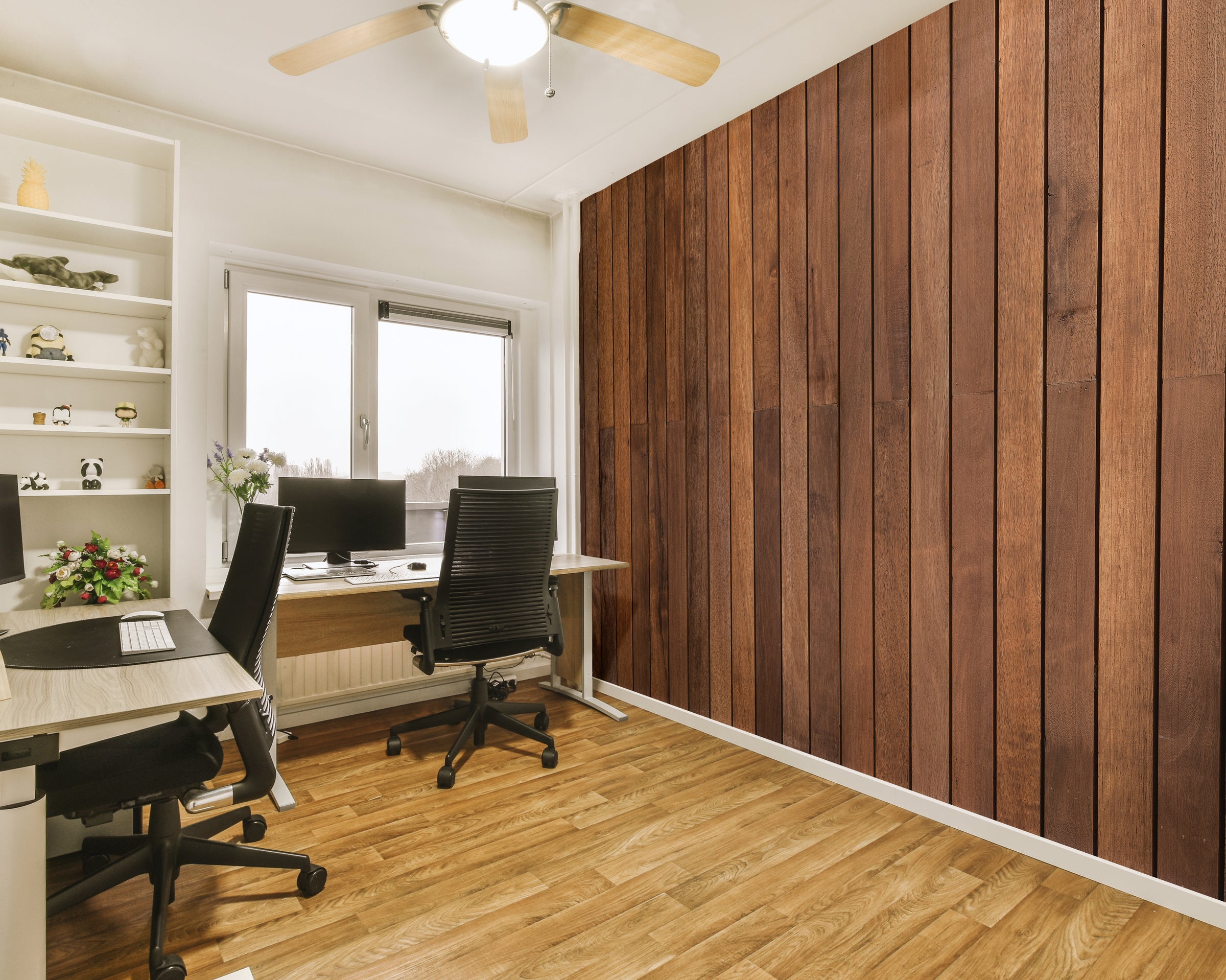 Brown Wood Panel Design | Vertical Striped Peel and Stick Wallpaper